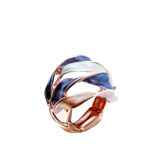 Anello Elastico A Striscia Ondulata Smaltata Blu