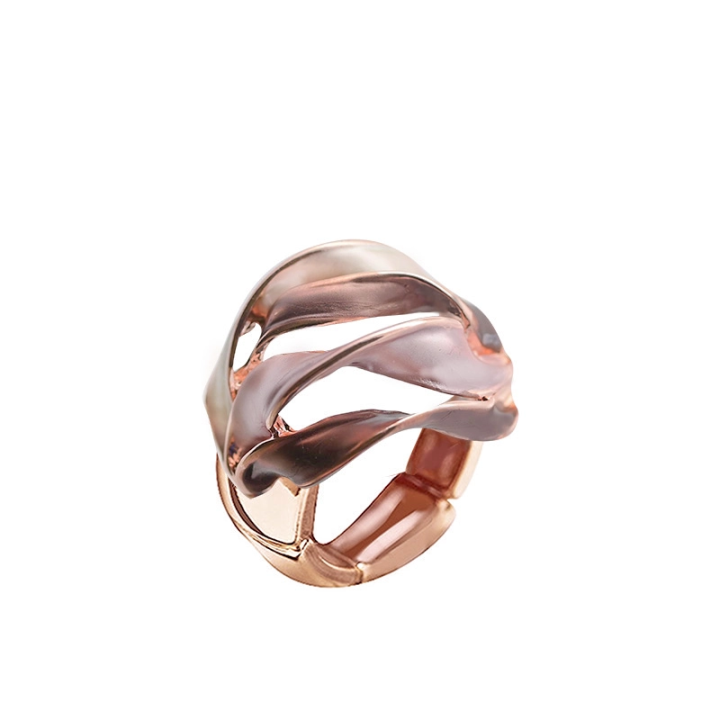 Anello Elastico A Striscia Ondulata Smaltata Caffè