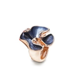 Anello Elastico con Volant Smaltato Blu