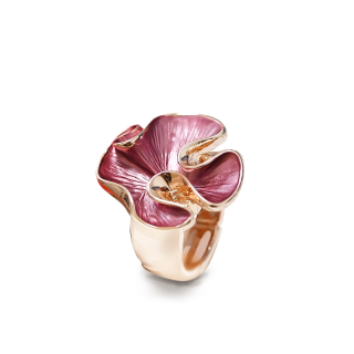 Anello Elastico con Volant Smaltato Fucsia