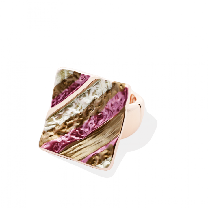 Anello Elastico Quadrato Smaltato Fucsia