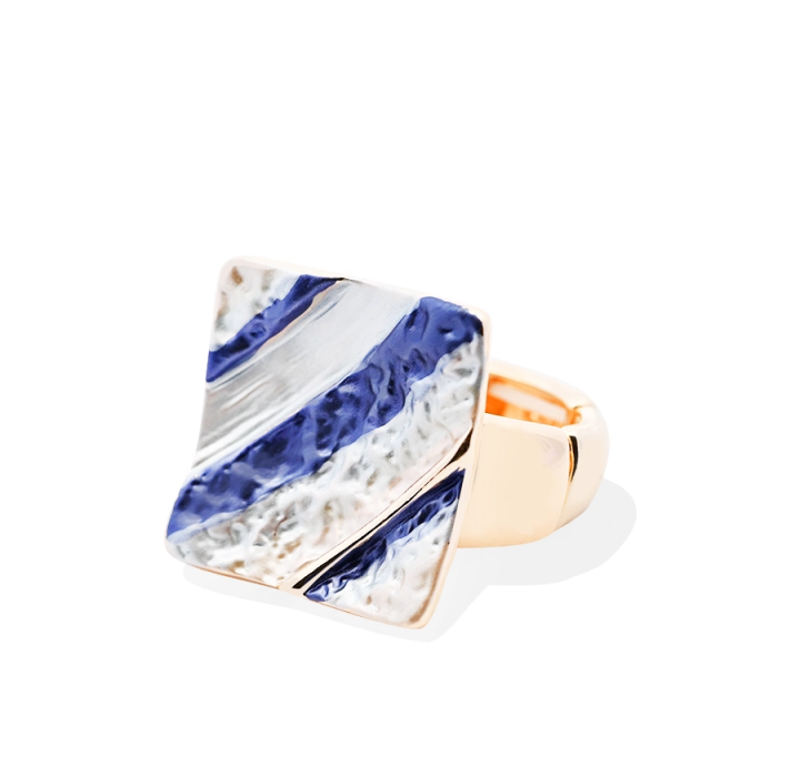Anello Elastico Quadrato Smaltato Blu
