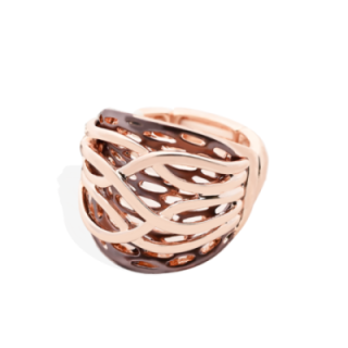 Anello Elastico Smaltato Traforato con Linee Incrociate Caffè