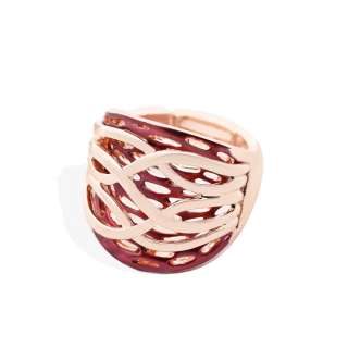 Anello Elastico Smaltato Traforato con Linee Incrociate Porpora