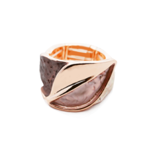 Anello Elastico Foglia Smaltata Marrone