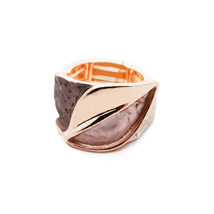 Anello Elastico Foglia Smaltata Marrone