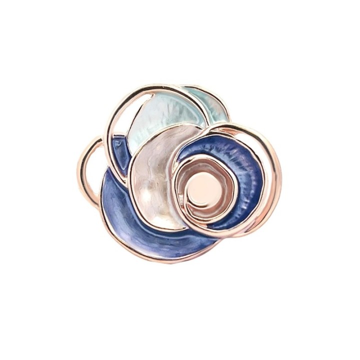 Anello Elastico Fiore Smalto Blu