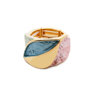 Anello Elastico Foglia Smaltata Multicolore