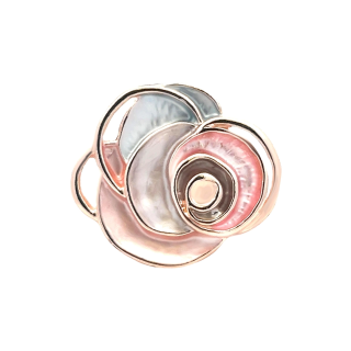 Anello Elastico Fiore Smalto Rosa