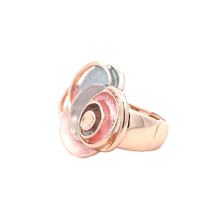 Anello Elastico Fiore Smalto Rosa
