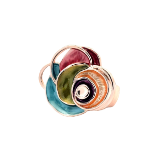Anello Elastico Fiore Smalto Multicolore