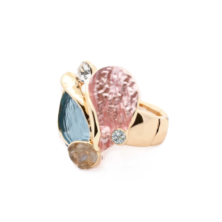 Anello Elastico Smaltato Multicolore con Strass E Pietre