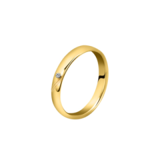 Fede Classica Placcata Oro Giallo con Strass Centrale E Sottile Scavo