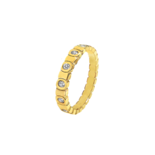 Fede Placcata Oro Giallo A Quadri con Strass