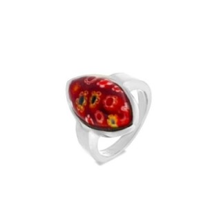 Anello con Pietra Rossa In Vetro
