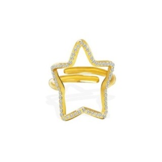 Anello Regolabile Stella Placcato Oro Giallo con Strass
