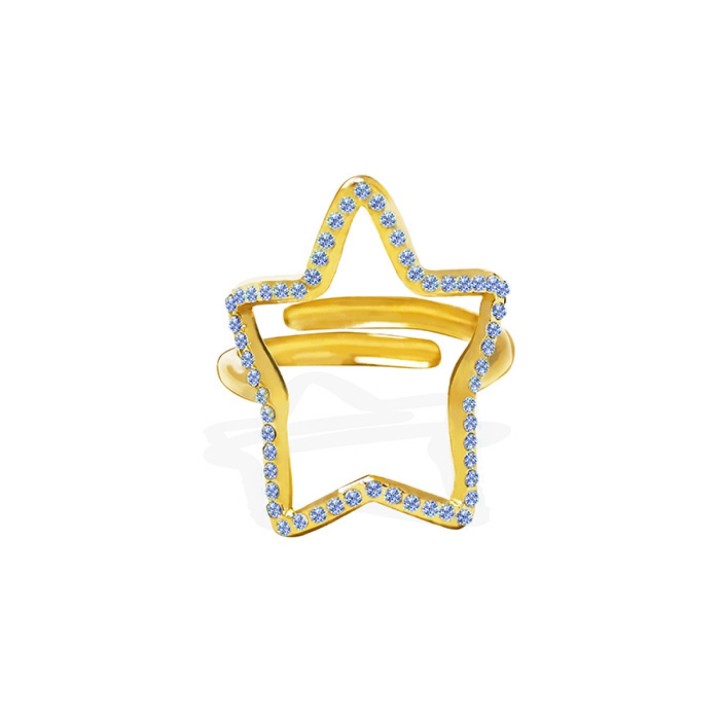 Anello Regolabile Stella Placcato Oro Giallo con Strass