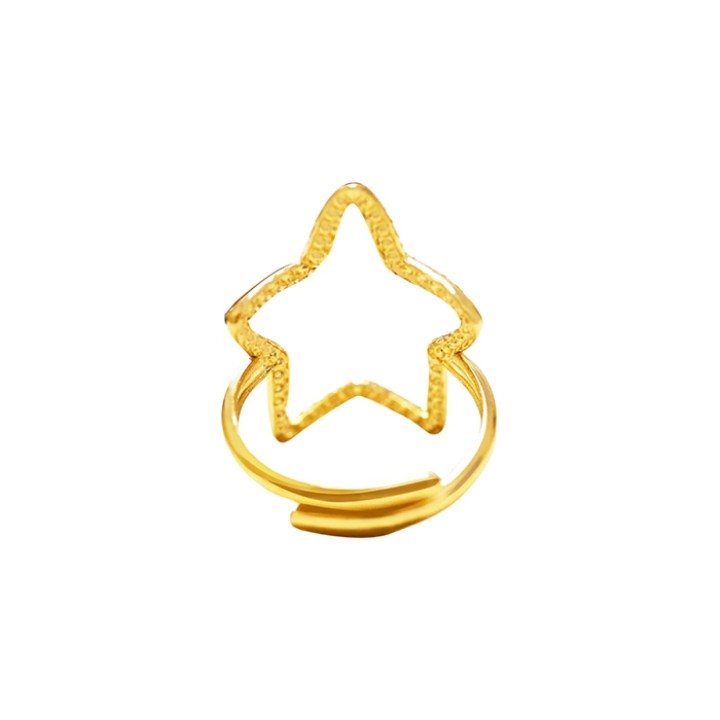 Anello Regolabile Stella Placcato Oro Giallo con Strass