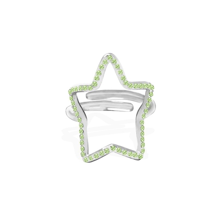 Anello Regolabile Stella Acciaio Silver 316L con Strass