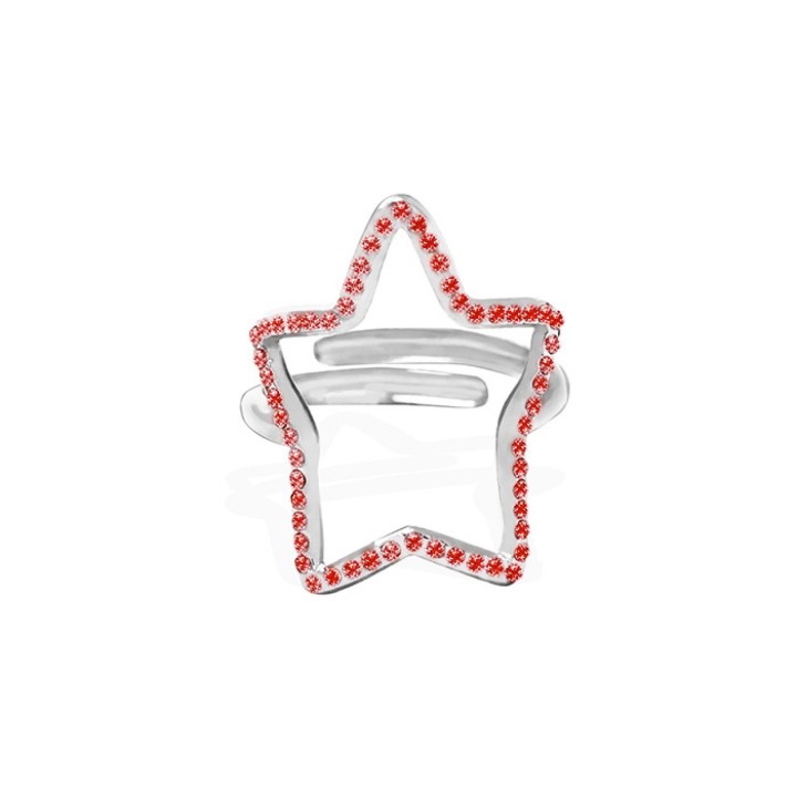 Anello Regolabile Stella Acciaio Silver 316L con Strass