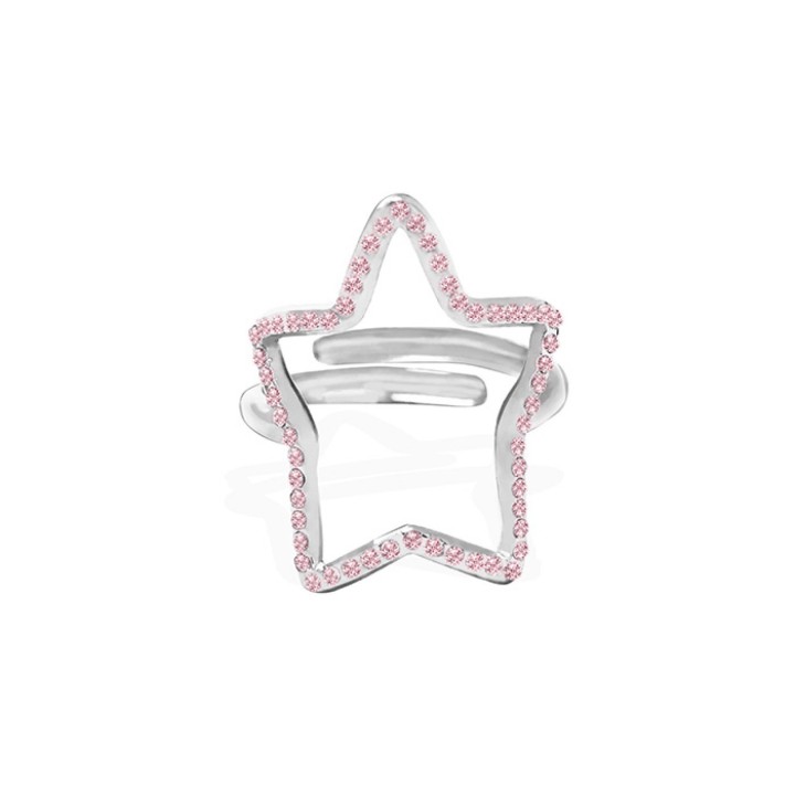 Anello Regolabile Stella Acciaio Silver 316L con Strass