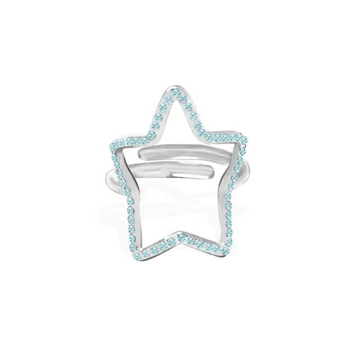 Anello Regolabile Stella Acciaio Silver 316L con Strass