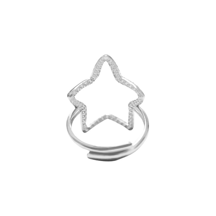 Anello Regolabile Stella Acciaio Silver 316L con Strass
