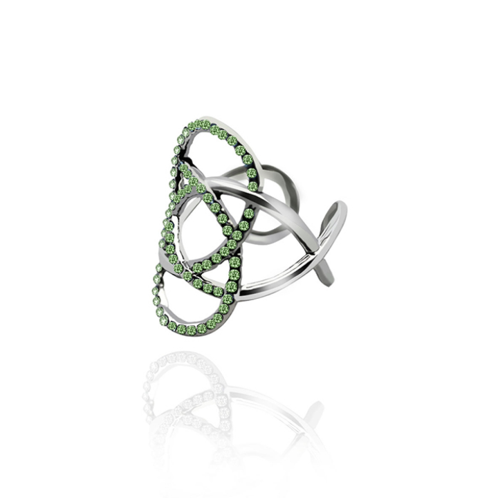 Anello Nodo Acciaio Silver 316L Traforato con Strass