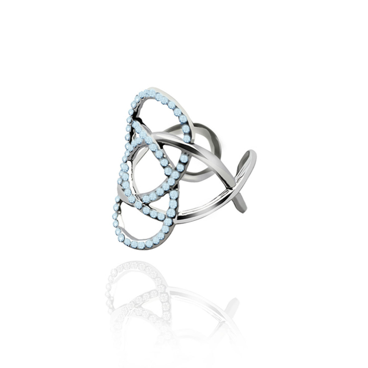 Anello Nodo Acciaio Silver 316L Traforato con Strass