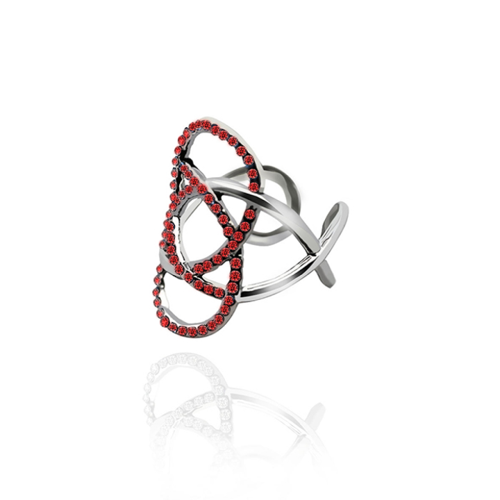 Anello Nodo Acciaio Silver 316L Traforato con Strass