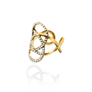 Anello Nodo Placcato Oro Giallo Traforato con Strass