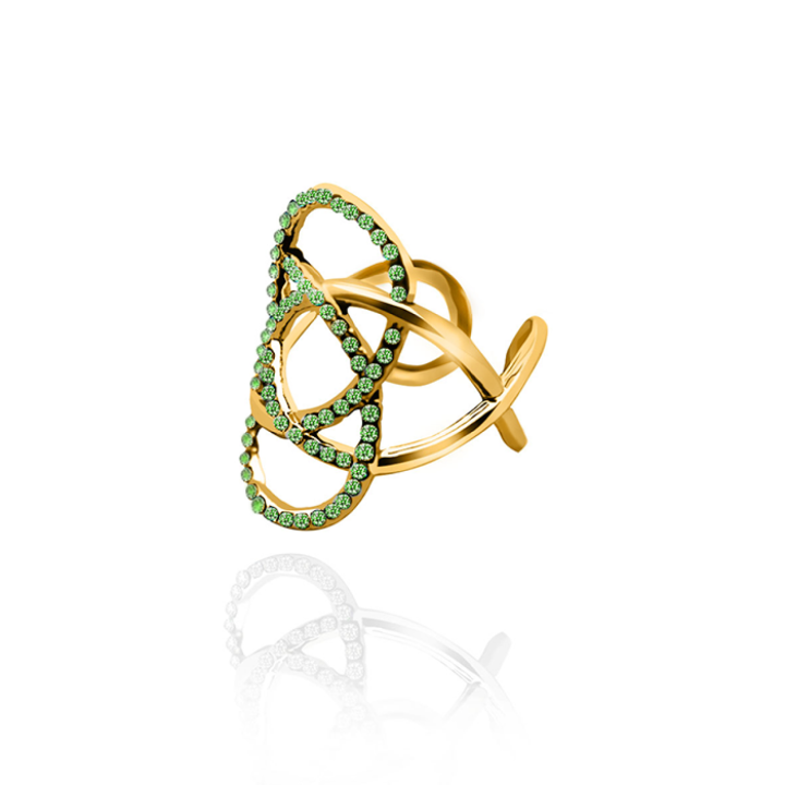 Anello Nodo Placcato Oro Giallo Traforato con Strass