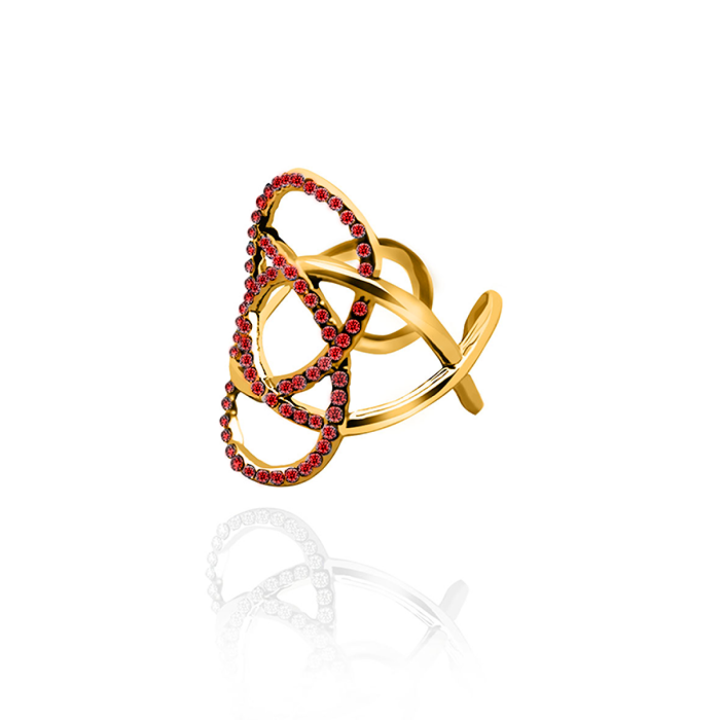 Anello Nodo Placcato Oro Giallo Traforato con Strass