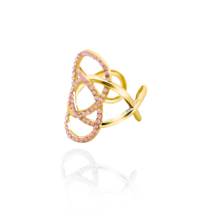 Anello Nodo Placcato Oro Giallo Traforato con Strass