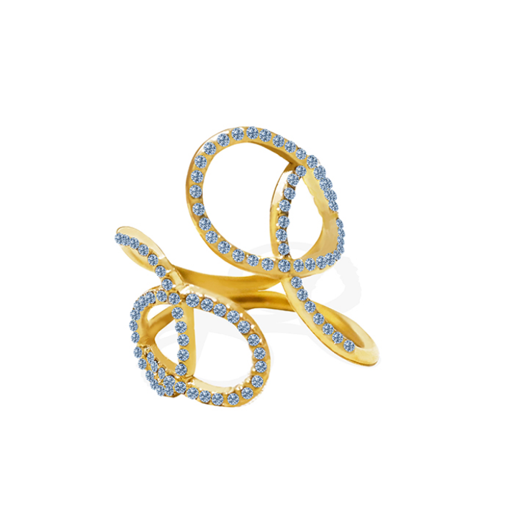 Anello Intrecciato Placcato Oro Giallo con Strass