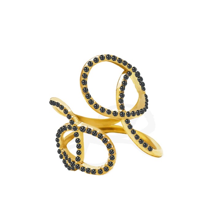 Anello Intrecciato Placcato Oro Giallo con Strass