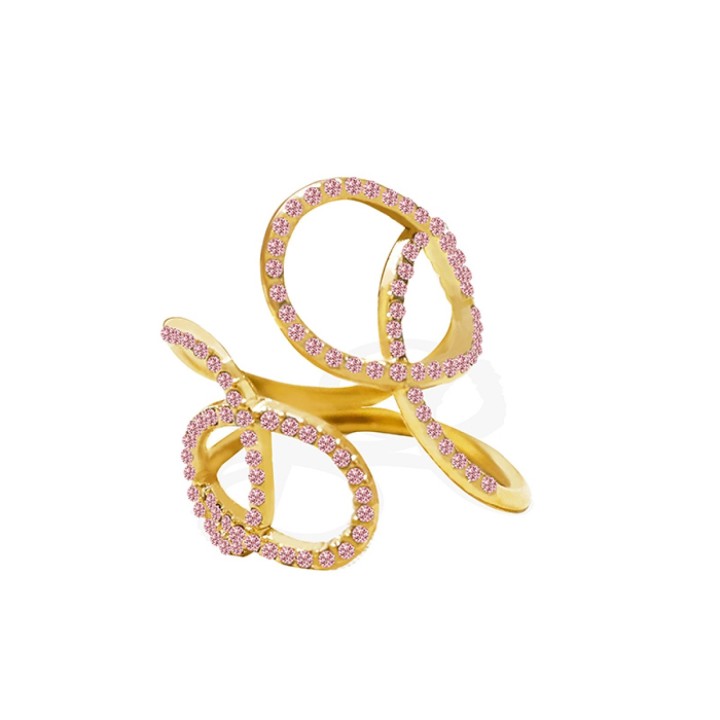 Anello Intrecciato Placcato Oro Giallo con Strass