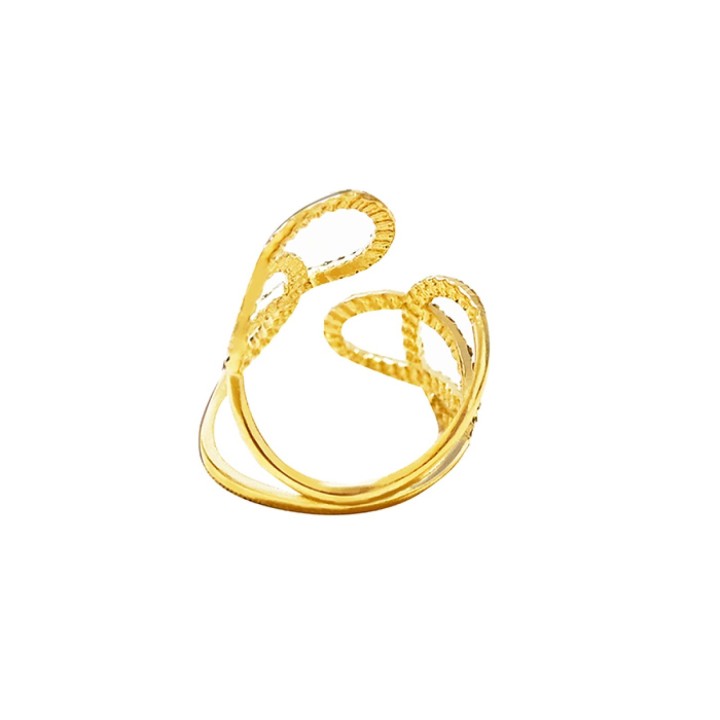 Anello Intrecciato Placcato Oro Giallo con Strass