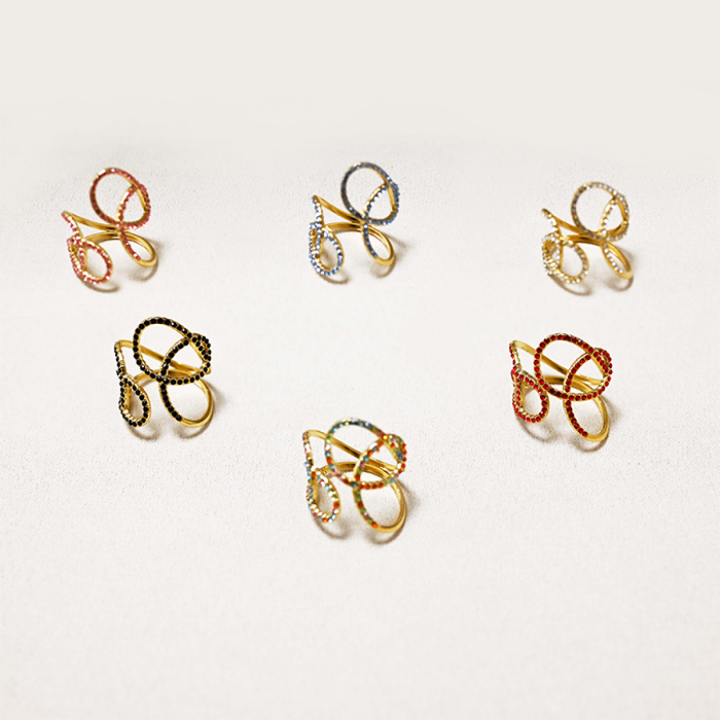 Anello Intrecciato Placcato Oro Giallo con Strass