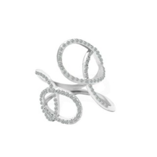 Anello Intrecciato Acciaio Silver 316L con Strass