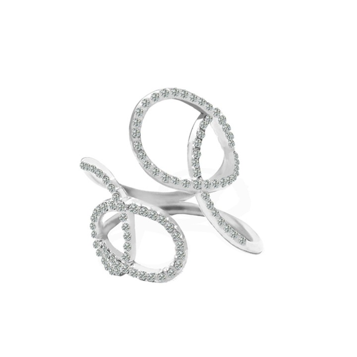 Anello Intrecciato Acciaio Silver 316L con Strass