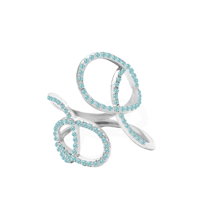 Anello Intrecciato Acciaio Silver 316L con Strass