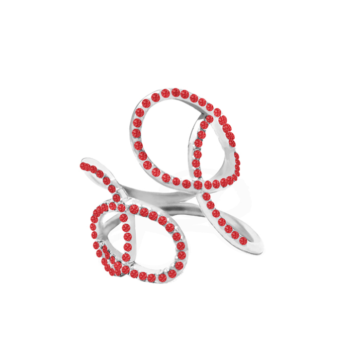 Anello Intrecciato Acciaio Silver 316L con Strass