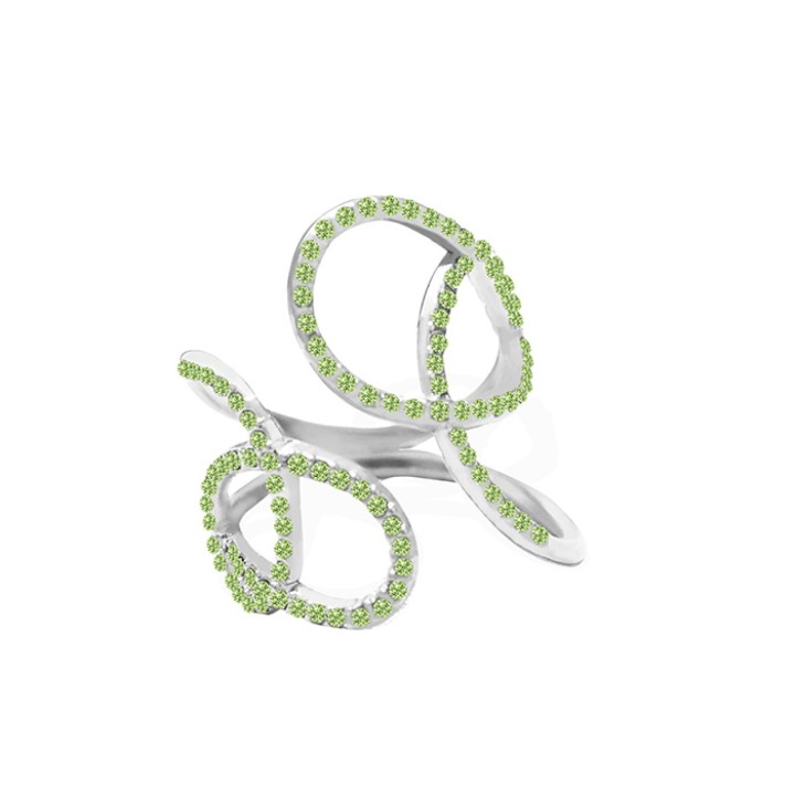 Anello Intrecciato Acciaio Silver 316L con Strass