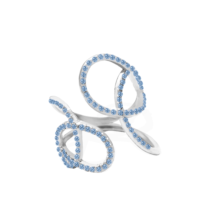Anello Intrecciato Acciaio Silver 316L con Strass