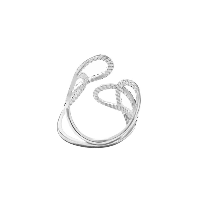 Anello Intrecciato Acciaio Silver 316L con Strass
