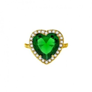Anello Cuore Zircone Verde