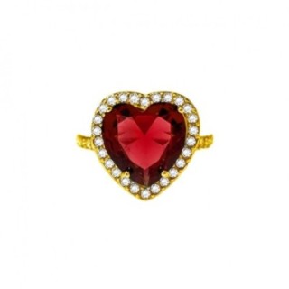 Anello Cuore Zircone Rosso