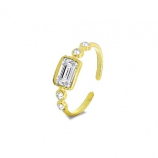Anello Aperto Placcato Oro Giallo con Zircone Bianco