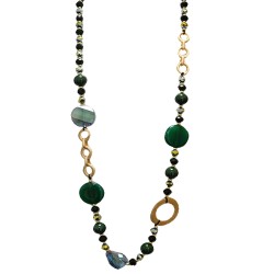 Collana Perline Lunga Aurea...